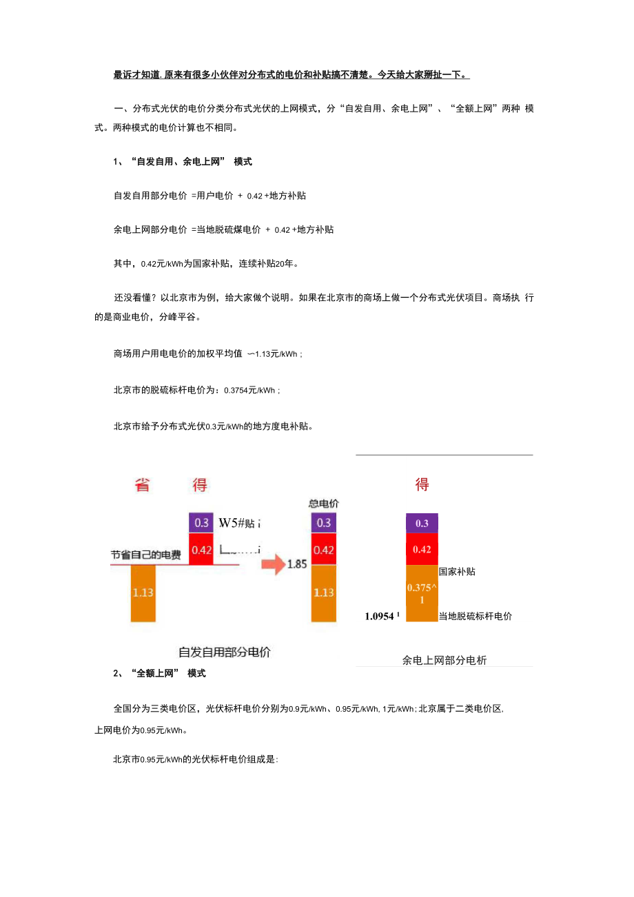 分布式光伏电价的计算方式!_第1页