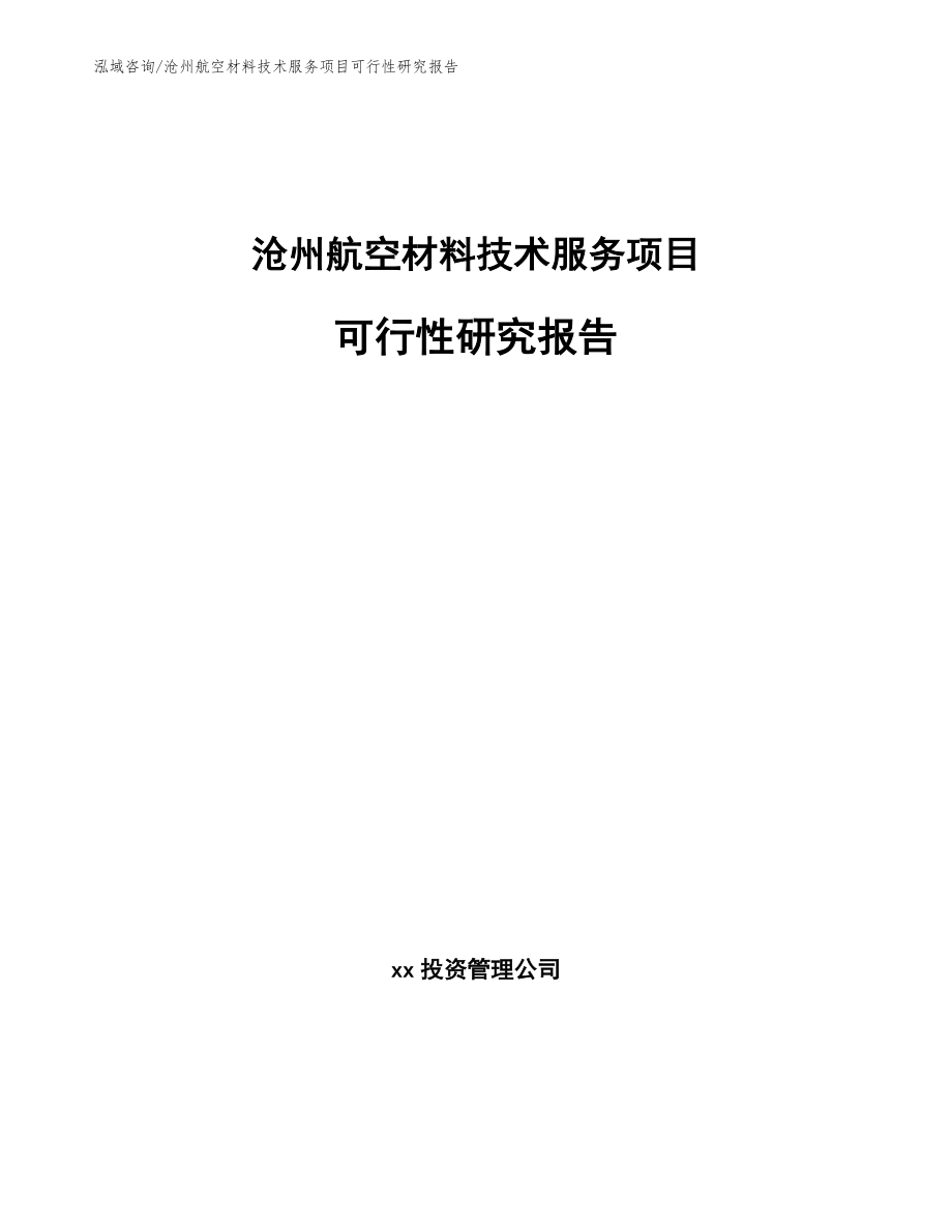 沧州航空材料技术服务项目可行性研究报告_第1页