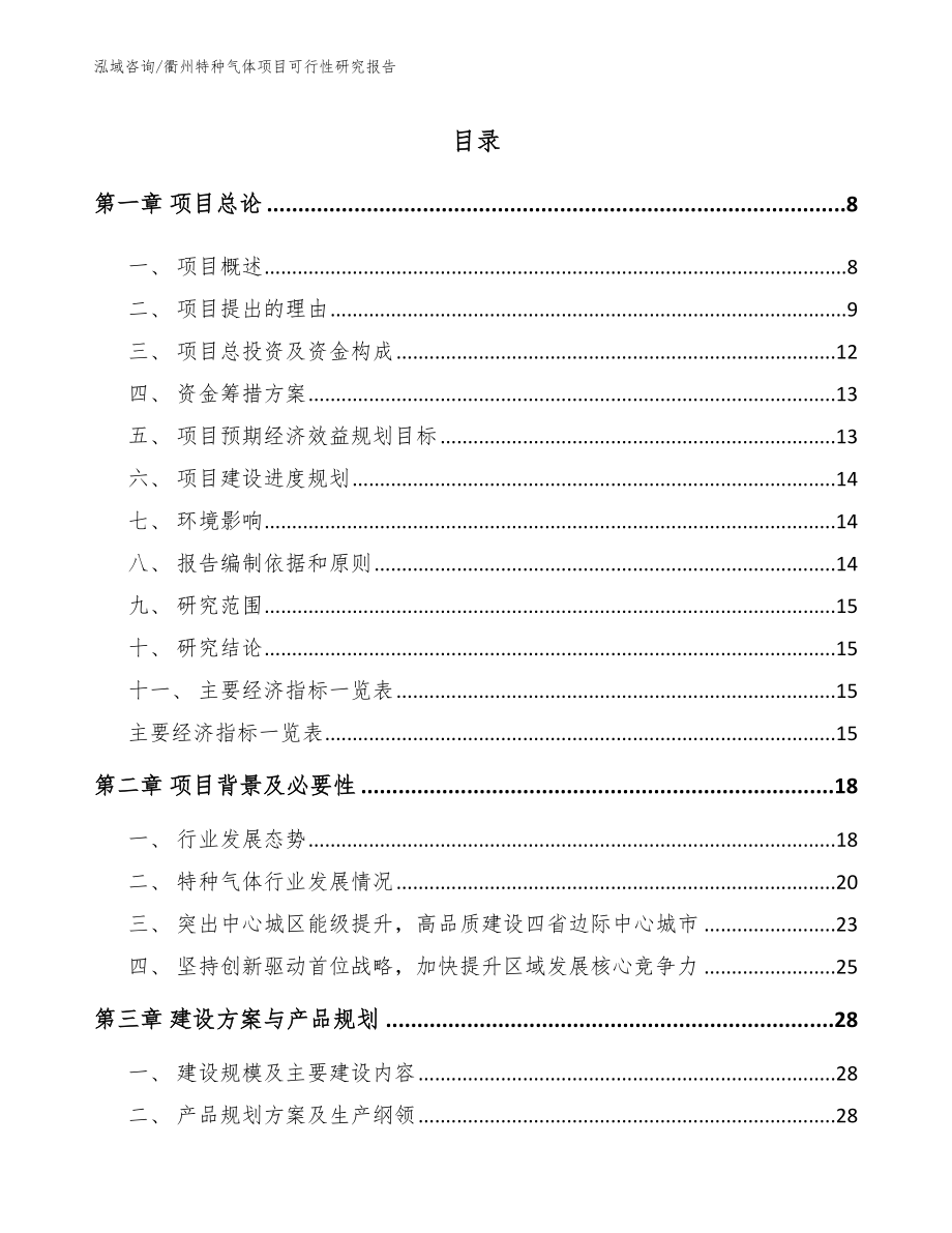 衢州特种气体项目可行性研究报告（范文模板）_第1页