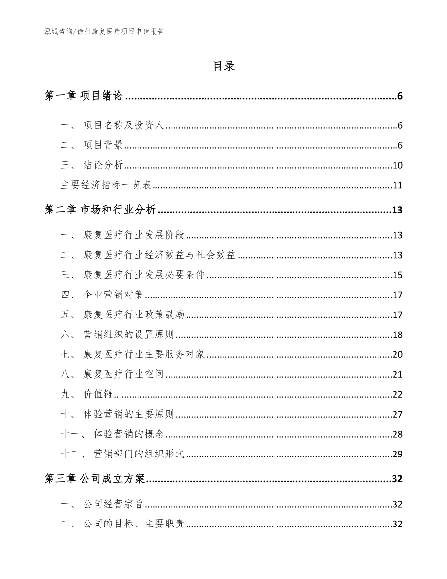徐州康复医疗项目申请报告_第1页
