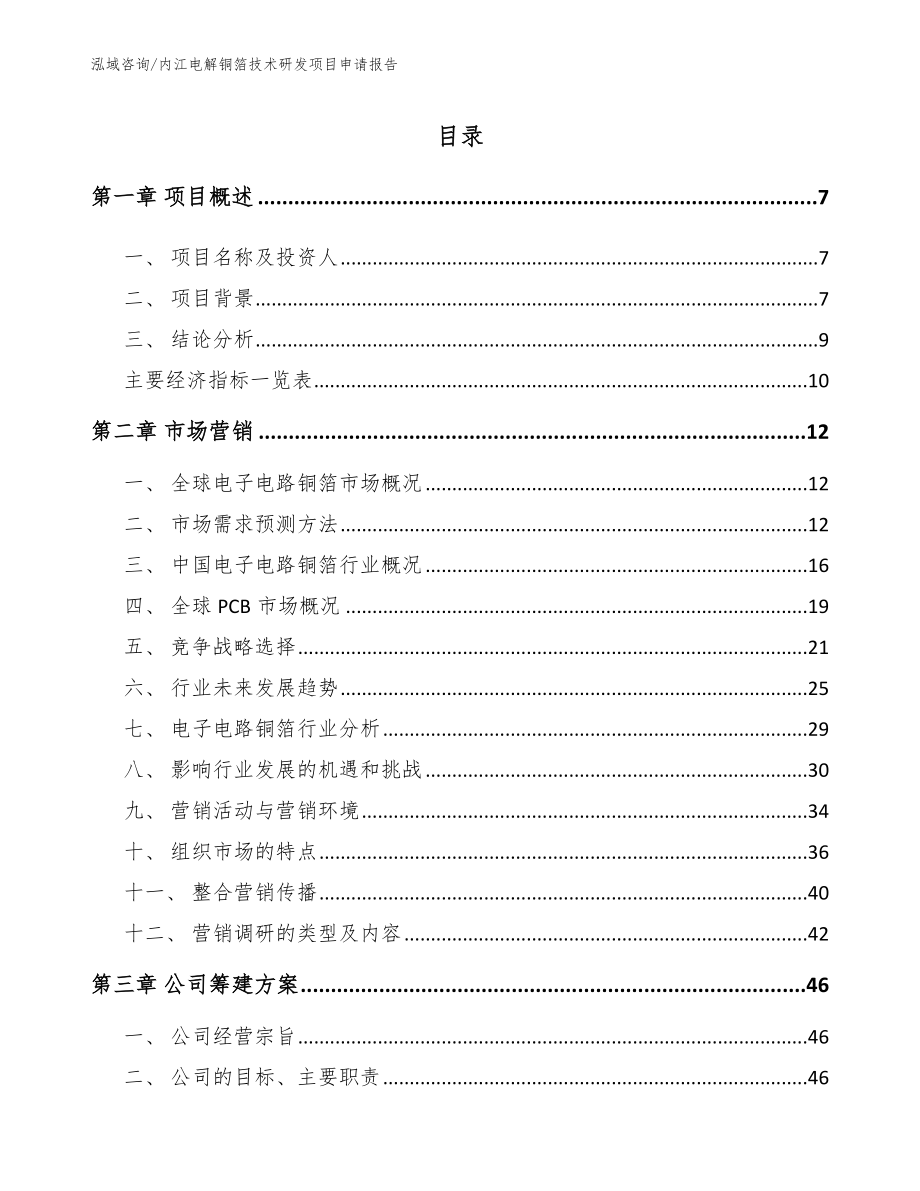 内江电解铜箔技术研发项目申请报告【参考范文】_第1页