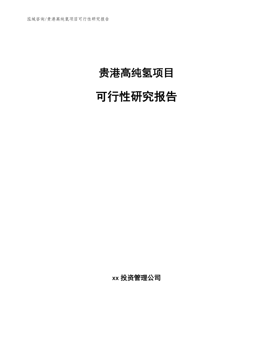 贵港高纯氢项目可行性研究报告_第1页