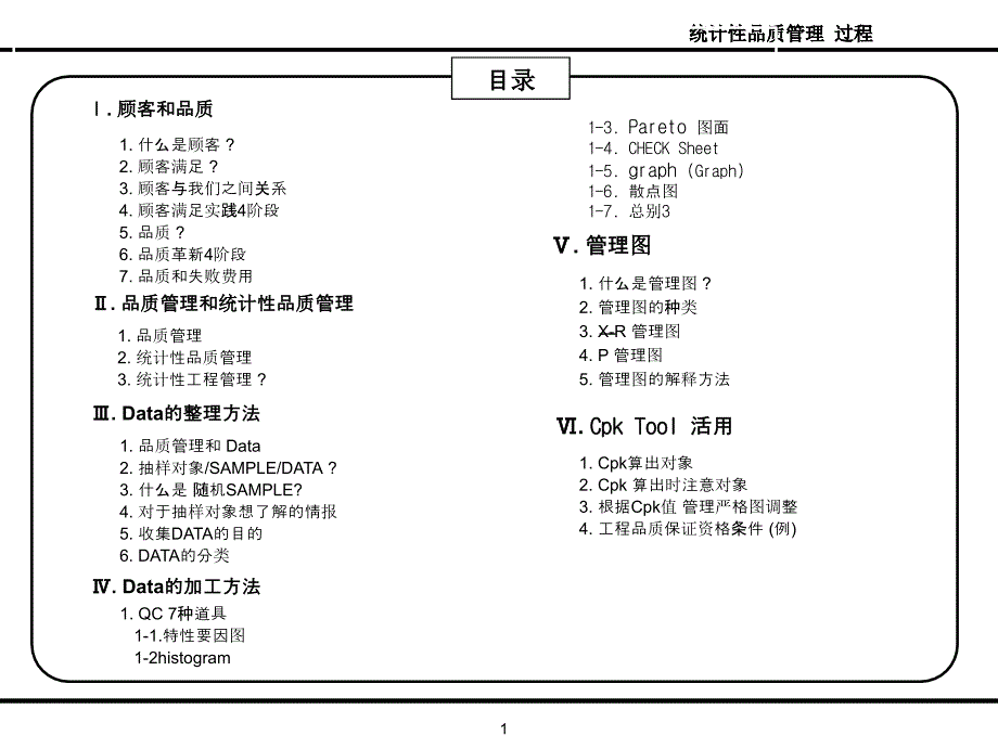 质量管理cpk统计性品质管理教育资料_第1页