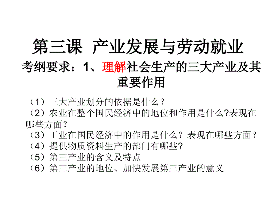 13第三课产业发展与劳动就业(精品)_第1页