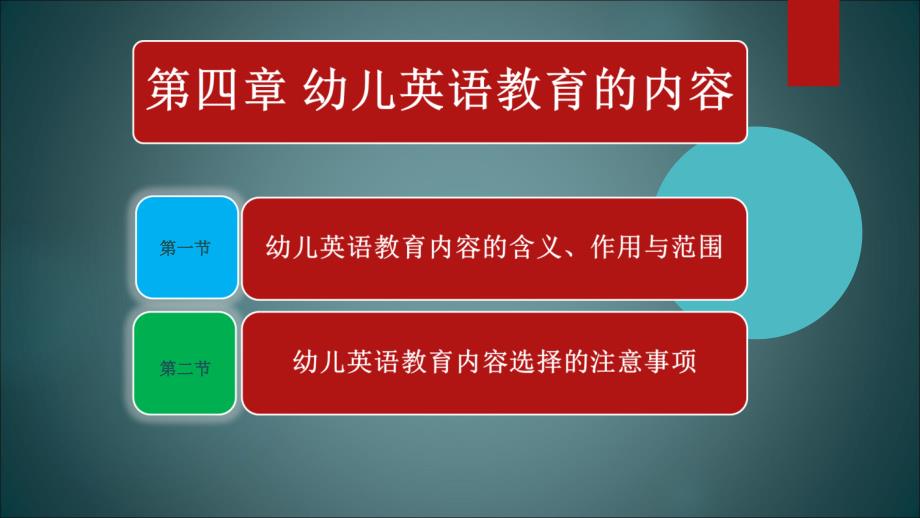 幼儿英语教育与活动指导第四章--幼儿英语教育的内容课件_第1页