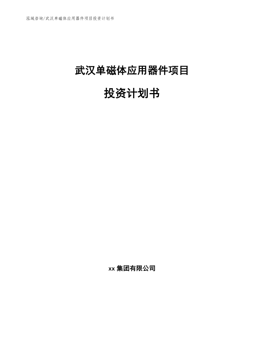 武汉单磁体应用器件项目投资计划书_第1页