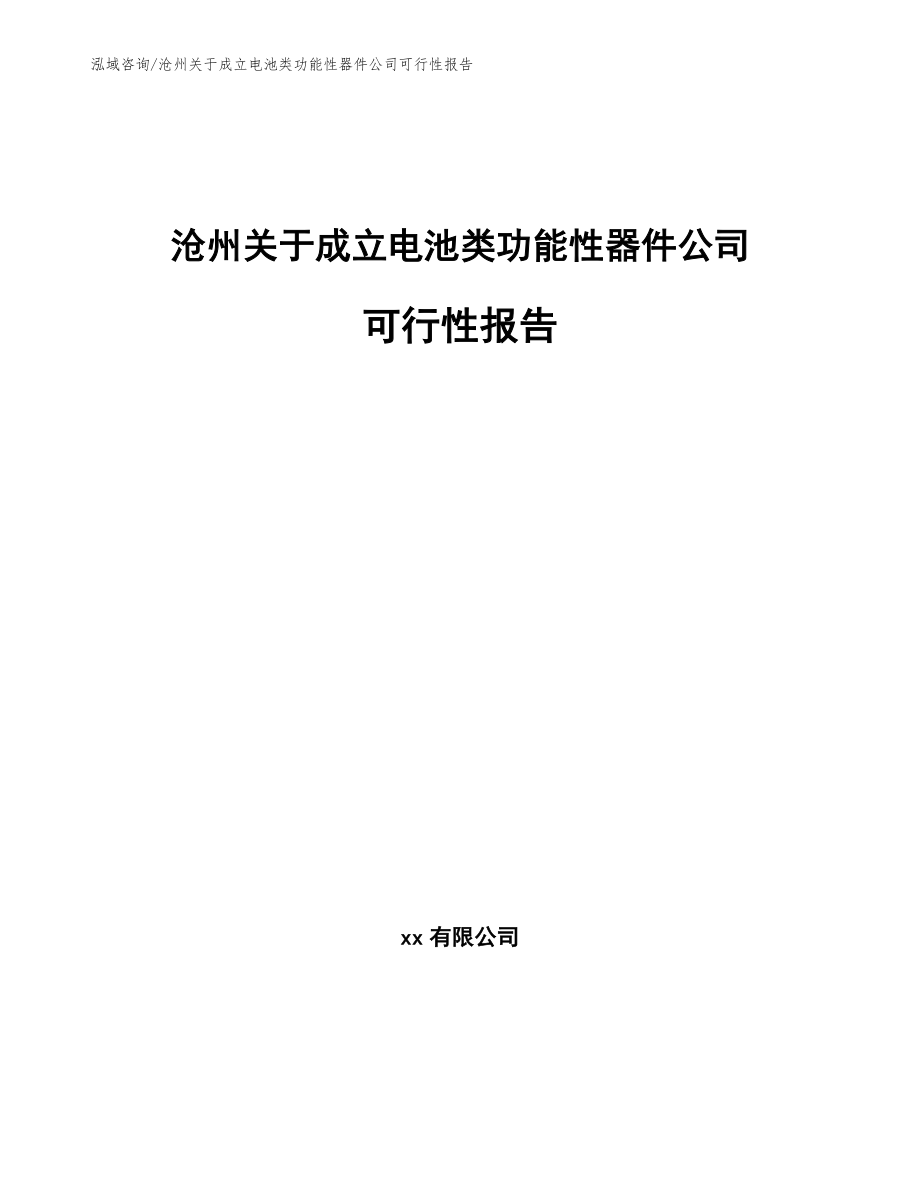 沧州关于成立电池类功能性器件公司可行性报告_参考范文_第1页