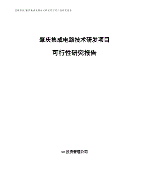 肇庆集成电路技术研发项目可行性研究报告（模板范本）
