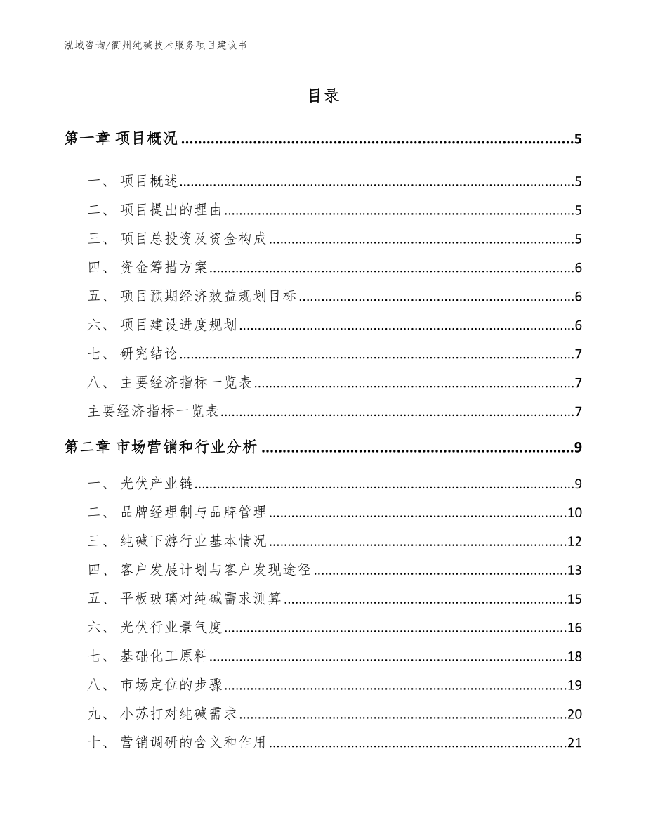 衢州纯碱技术服务项目建议书（模板范本）_第1页