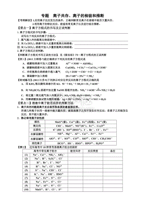 專題 離子共存、離子的檢驗(yàn)和推斷