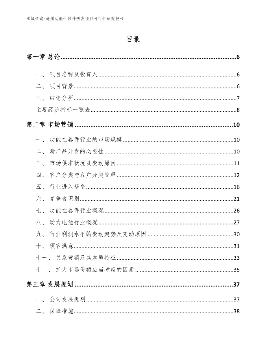 沧州功能性器件研发项目可行性研究报告（范文模板）_第1页