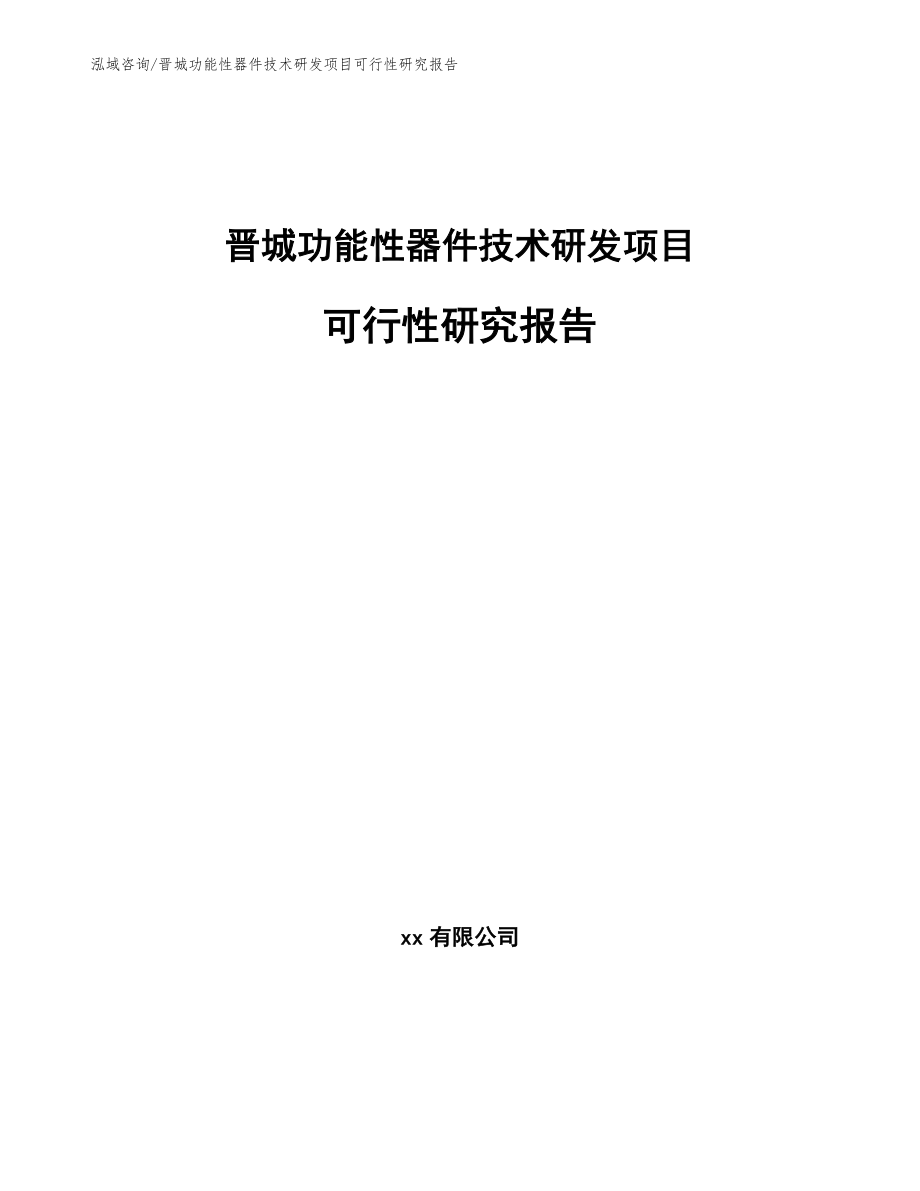 晋城功能性器件技术研发项目可行性研究报告_范文模板_第1页