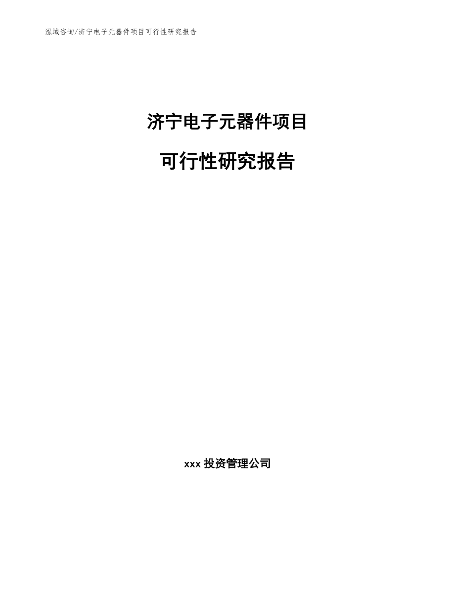 济宁电子元器件项目可行性研究报告_第1页