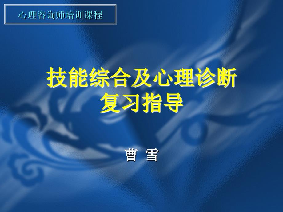 技能综合与诊断复习指导(心理咨询师)ppt课件_第1页