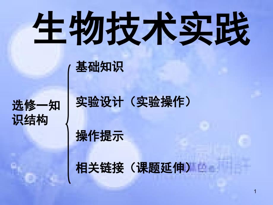 高中生物 专题一 传统发酵技术课件 新人教版选修1_第1页