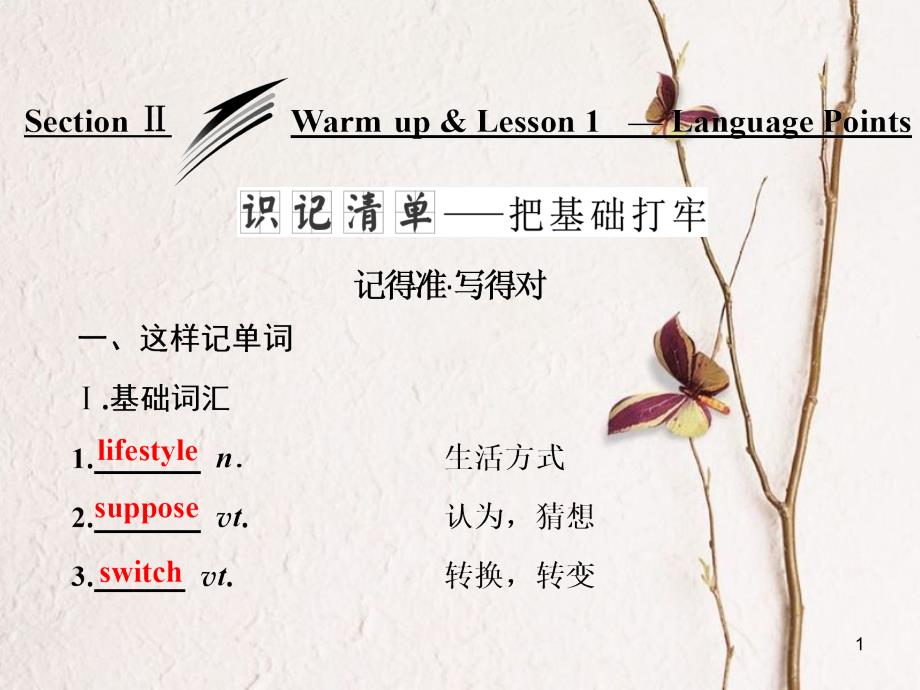 高中英语 Unit 1 Lifestyles Section Ⅱ Warm-up &amp; Lesson 1-Language Points课件 北师大版必修1[共43页][共43页]_第1页