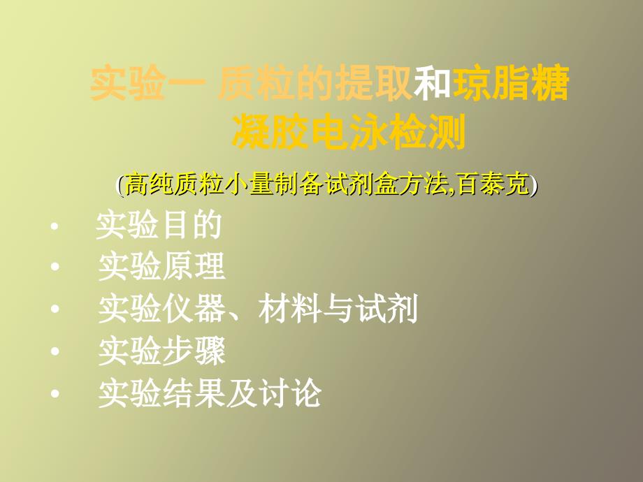 实验六质粒的提取和琼脂糖凝胶电泳检测_第1页