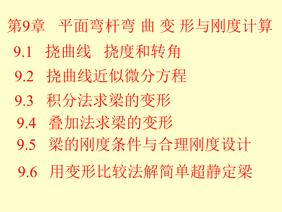 材料力学第9章 梁的挠度和刚度计算_第1页