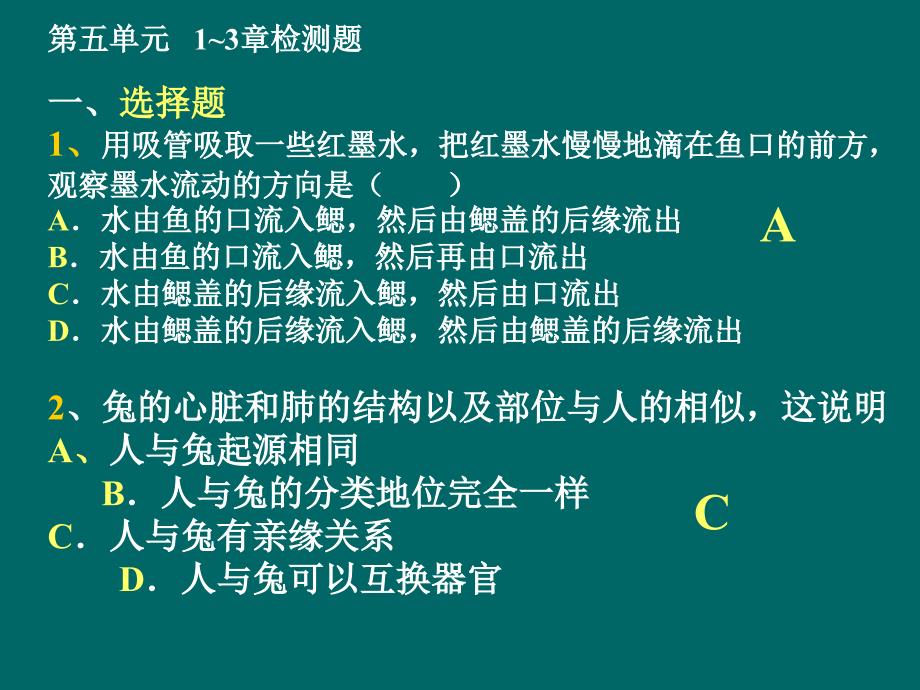 人教版八年级生物：第五单元13章检测题_第1页