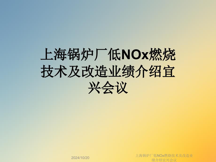 上海锅炉厂低NOx燃烧技术及改造业绩介绍宜兴会议课件_第1页