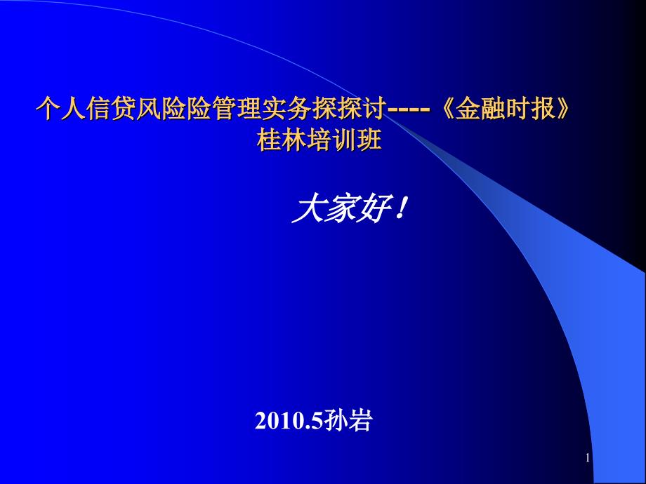 个人信贷风险管理实务探讨讲义_第1页