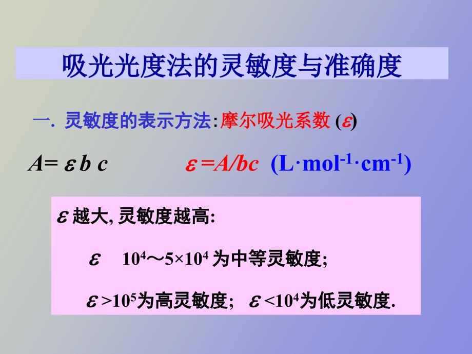 吸光光度法的灵敏度与准确度_第1页