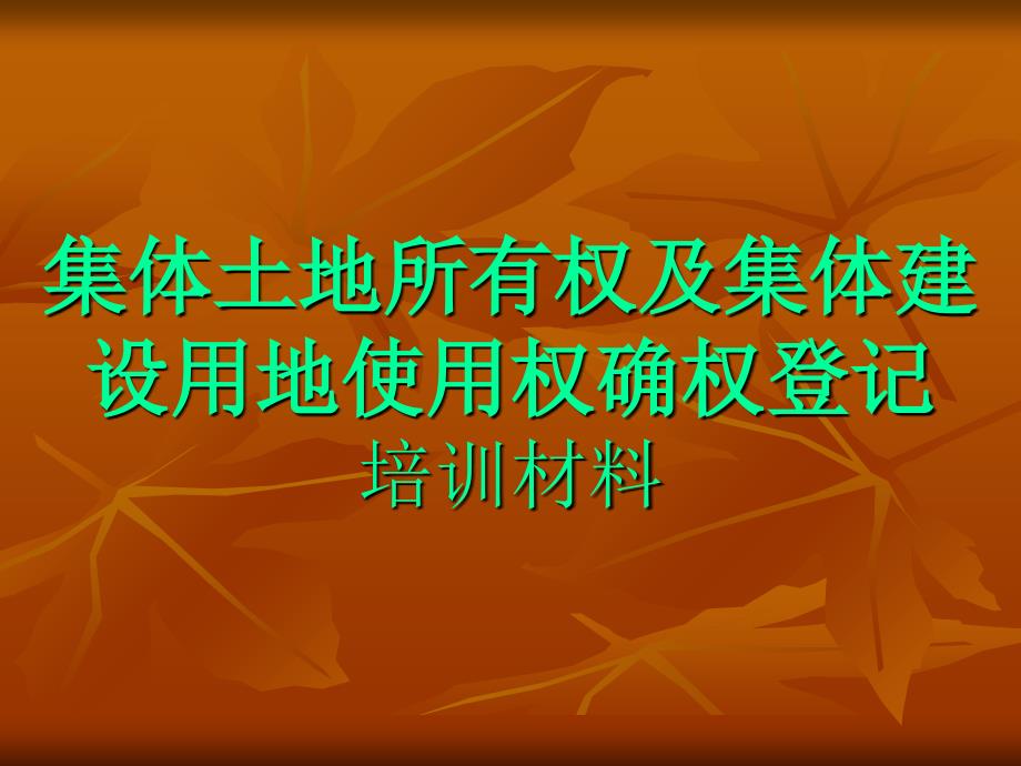 集體土地所有權(quán)及集體建設(shè)用地使用權(quán)確權(quán)登記培訓(xùn)材料_第1頁(yè)