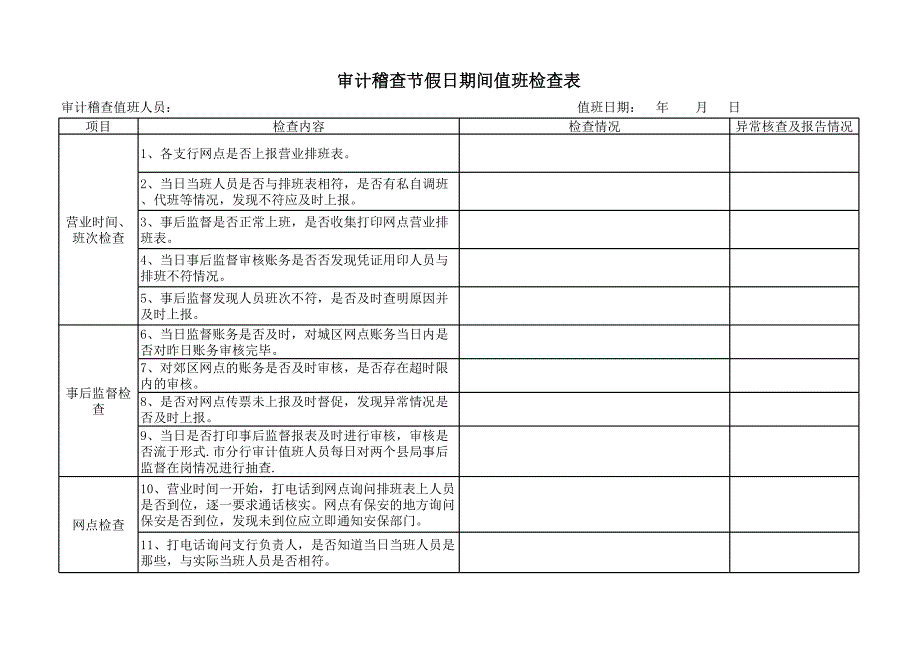 審計部節(jié)假日值班檢查表_第1頁