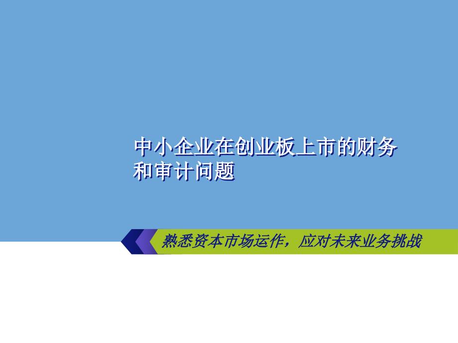 中小企业在创业板上市的财务和审计问题-张俊杰_第1页