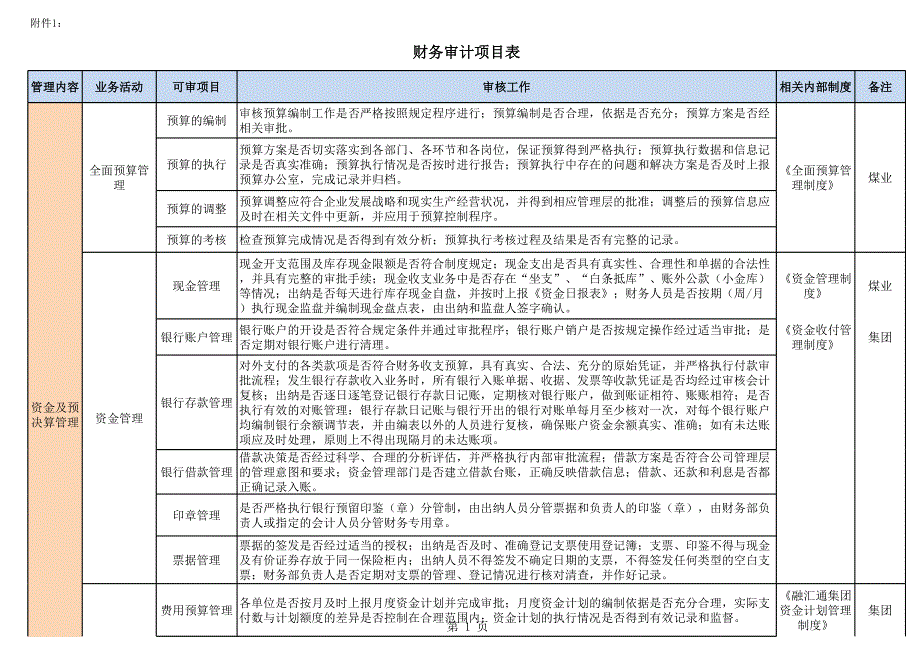 財(cái)務(wù)審計(jì)項(xiàng)目表_第1頁