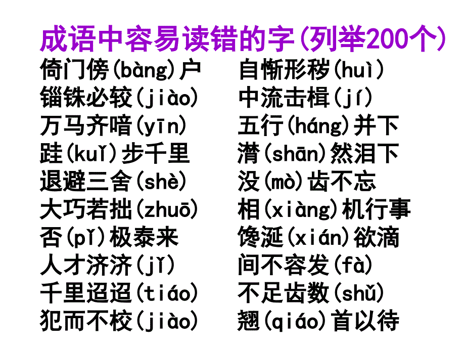 高考语文一轮复习-字音成语中容易读错的字_第1页