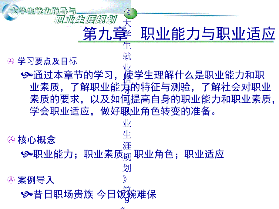 《大学生就业指导与职业生涯规划》第9章：职业能力与职业适应PPT课件_第1页