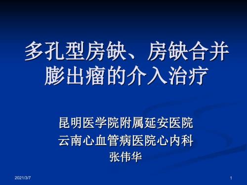 多孔型房缺房缺合并膨出瘤的介入治療教學(xué)課件