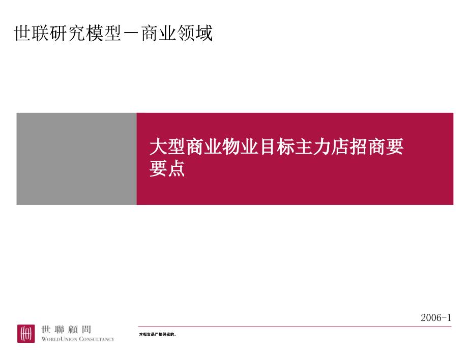 世联大型商业物业目标主力店招商要点_第1页