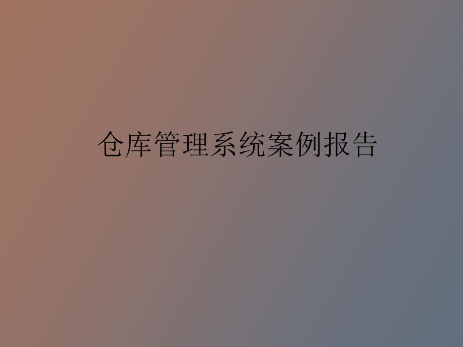 仓库管理系统案例报告_第1页