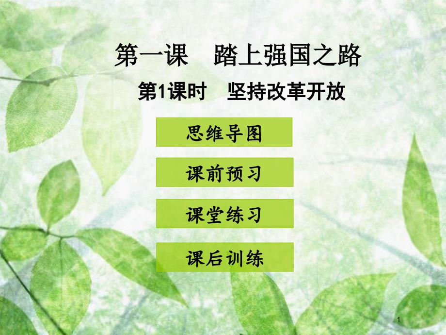 九年级道德与法治上册 第一单元 富强与创新 第一课 踏上强国之路 第1框 坚持改革开放优质课件 新人教版 (2)_第1页