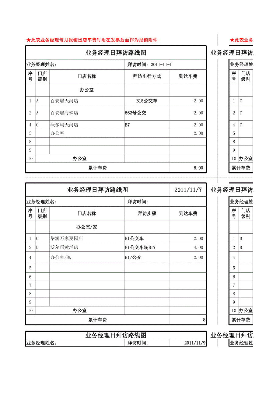 業(yè)務(wù)經(jīng)理日拜訪路線圖_第1頁