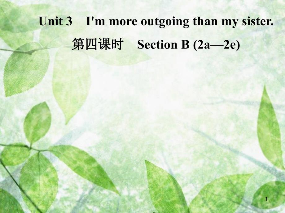 八年级英语上册 Unit 3 I’m more outgoing than my sister（第4课时）Section B（2a-2e）导学优质课件 （新版）人教新目标版_第1页