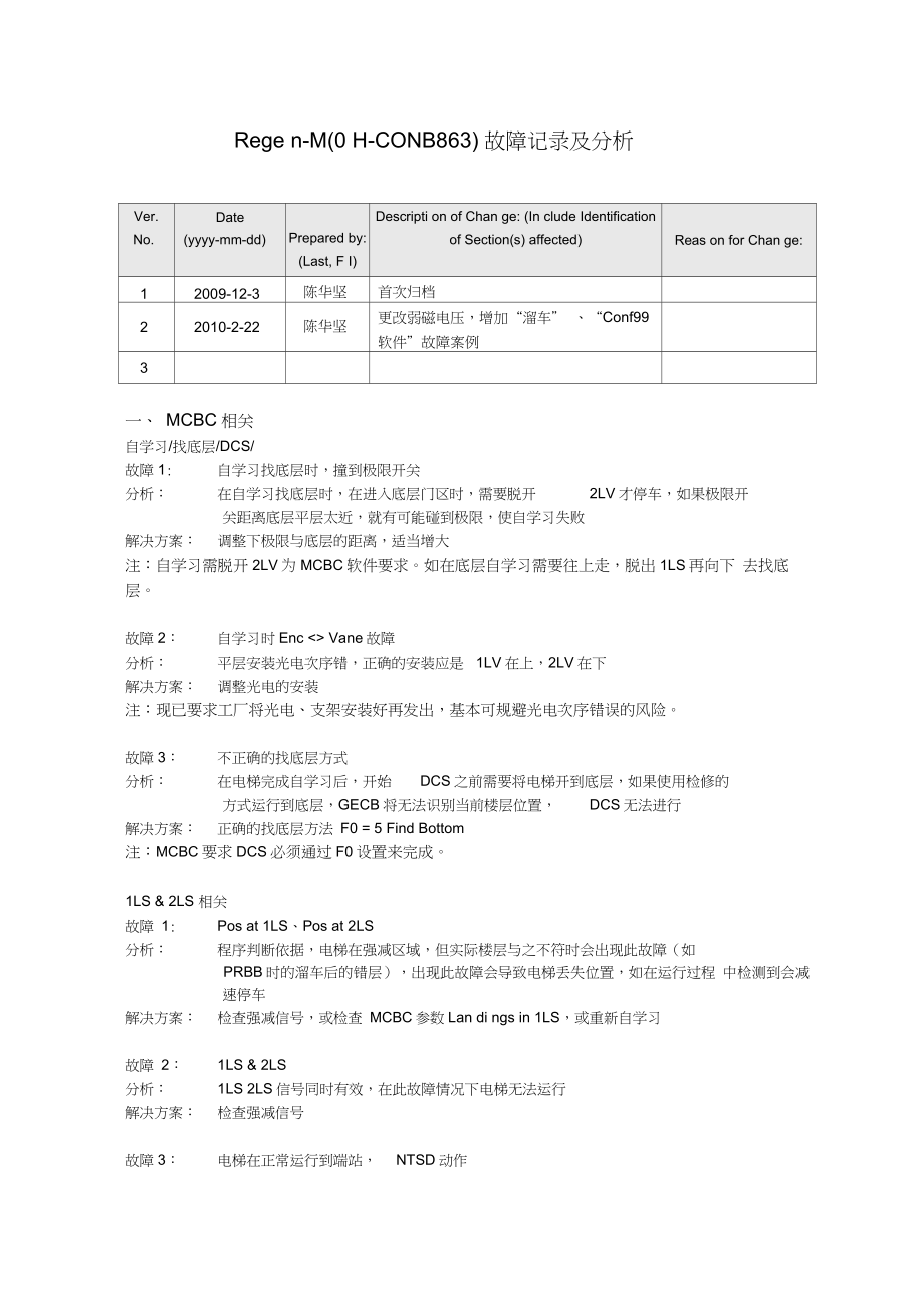 奥的斯Regen-M(OH-CONB863)_故障记录_第1页