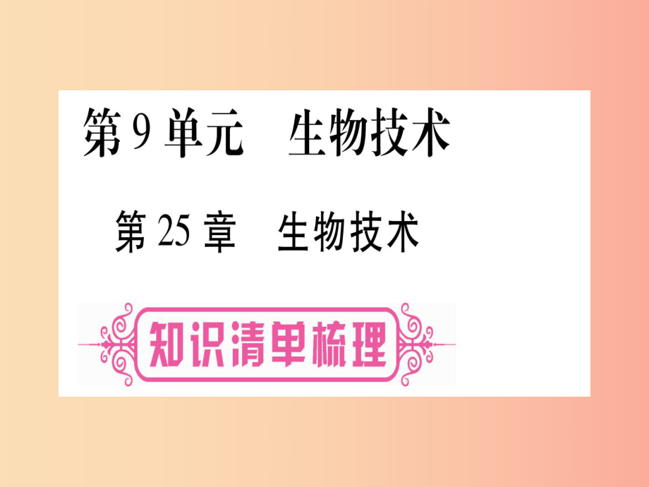 （貴港地區(qū)）2019年中考生物總復(fù)習(xí) 八下 第9單元 第25章 生物技術(shù)課件.ppt_第1頁(yè)