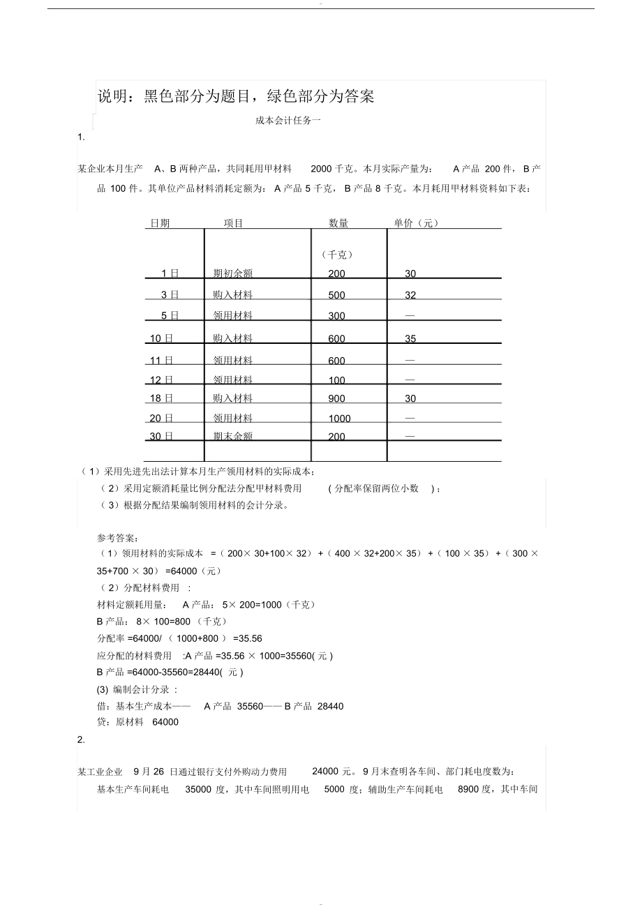 國家開放大學(xué)電大成本會(huì)計(jì)形考平臺(tái)任務(wù)1-6答案詳解.doc_第1頁