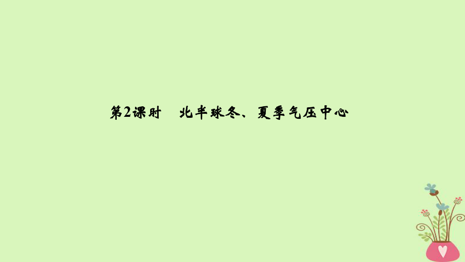 地理 第二章 地球上的大氣 第二節(jié) 氣壓帶和風(fēng)帶 第2課時 北半球冬、夏季氣壓中心 新人教版必修3_第1頁