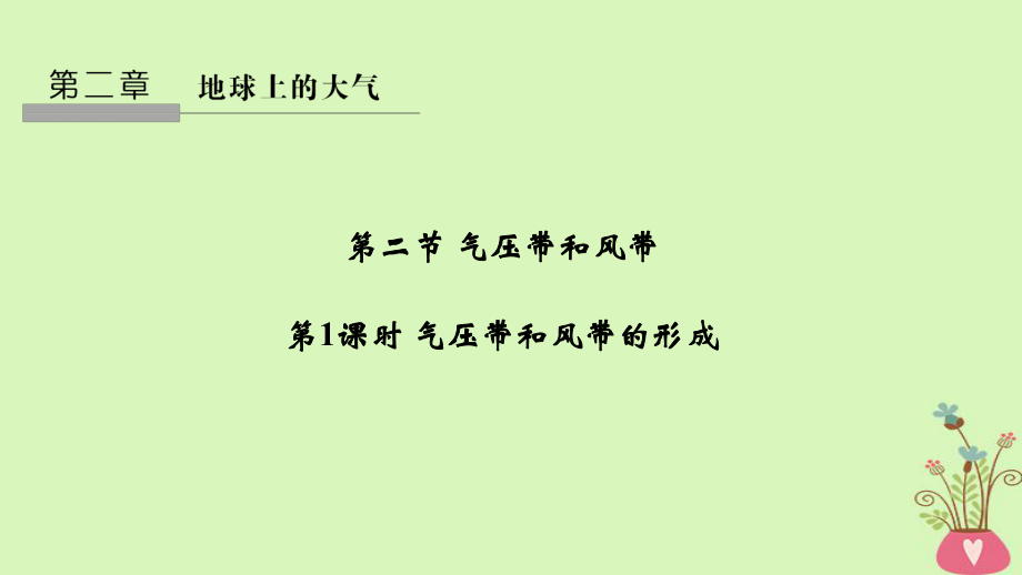 地理 第二章 地球上的大氣 第二節(jié) 氣壓帶和風帶 第1課時 氣壓帶和風帶的形成 新人教版必修3_第1頁