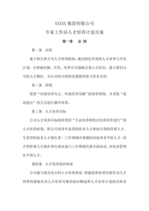 集團有限公司專家工作站人才培養(yǎng)計劃方案.doc