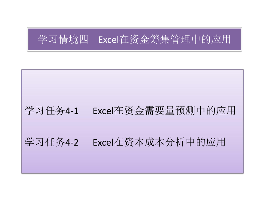 《Excel在财务与会计中的应用》课件：学习情境四Excel在资金筹集管理中的应用_第1页