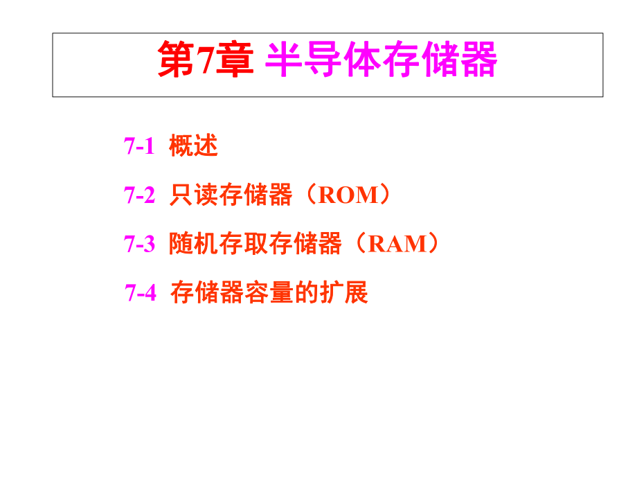 數(shù)字電子技術(shù)基礎(chǔ)課件：第七章 半導(dǎo)體存儲(chǔ)器_第1頁