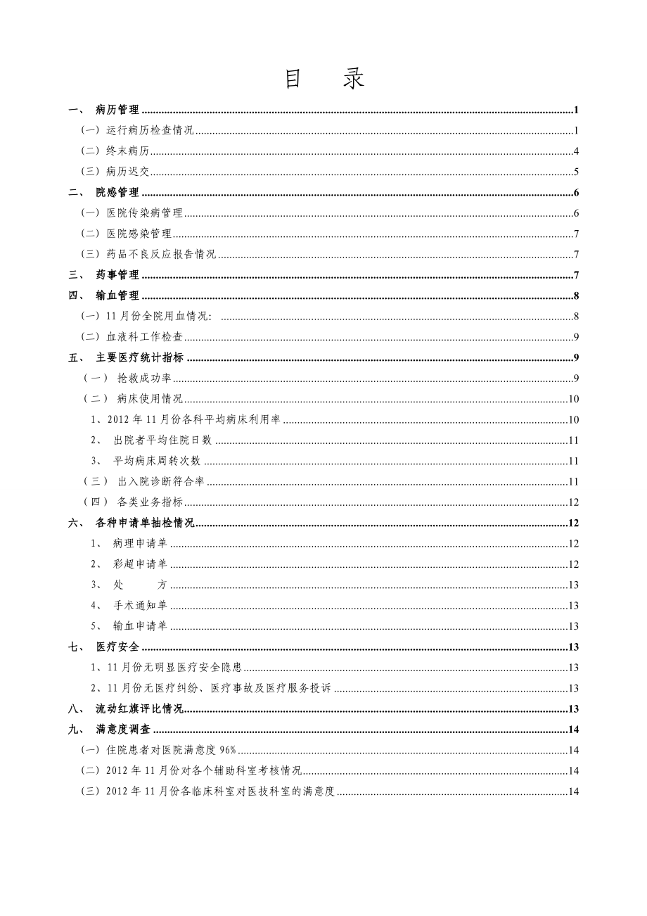 三级医院医疗质量控制报告(月报).doc_第1页