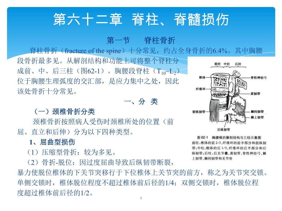 骨外科教學(xué)課件：第六十二章脊柱、脊髓損傷_第1頁