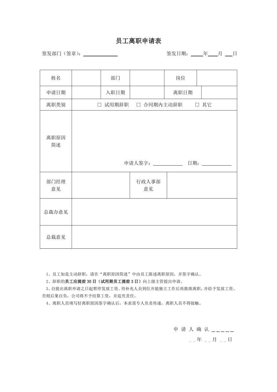 《員工離職表格》word版.doc_第1頁(yè)