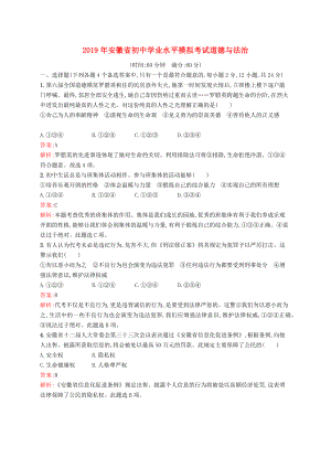 （课标通用）安徽省2019年中考道德与法治总复习学业水平模拟考试试题.docx